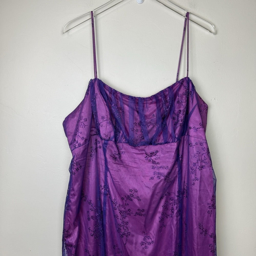 Vtg Zum Zum Purple Glitter Formal Dress Y2K Fairy Prom HoCo 2XL Sheer READ - Picture 5 of 13